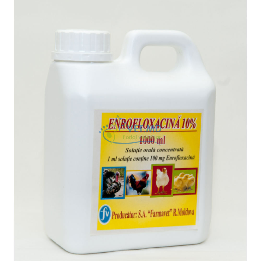 Enrofloxacină 10% sol.orală, 1000 ml